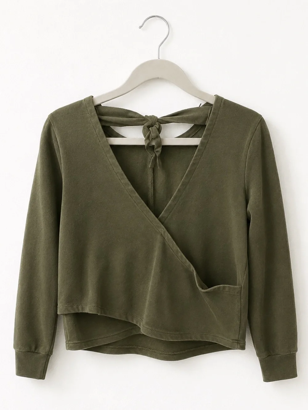 Old Navy Girls Olive Green Long Sleeve Tie Back Top Size Small 6/7